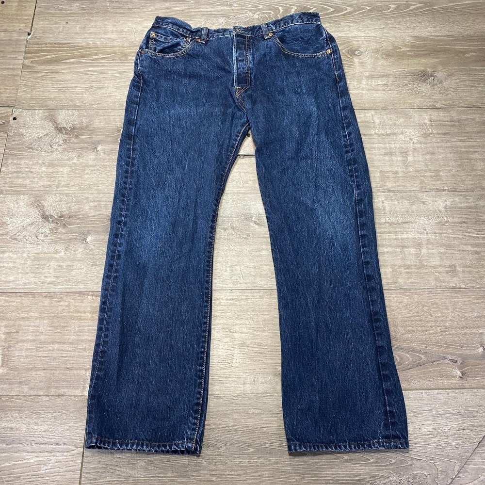 Levis 501 Jeans Mens 36x32 Blue Denim Button Fly Straight Leg Classic Casual